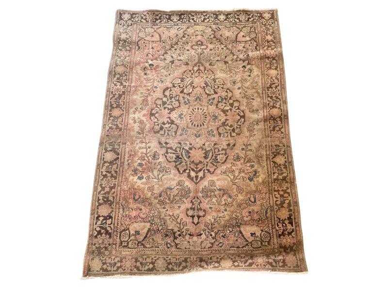 3 x 5 Medallion Area Rug: 38.75w x 57.5d. Colors: light pink, blue, green, brown