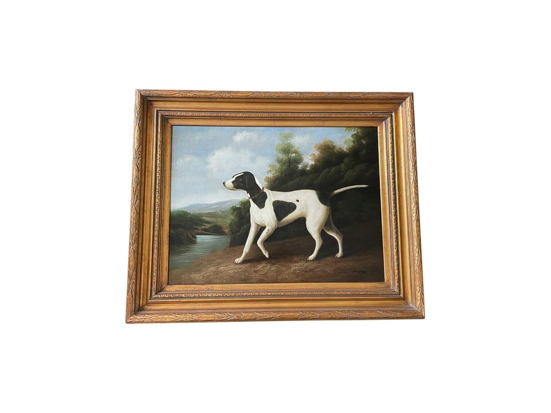 Shipley Signed Portrait of Black and White Pointer, Oil on Canvas (1 of 7)
