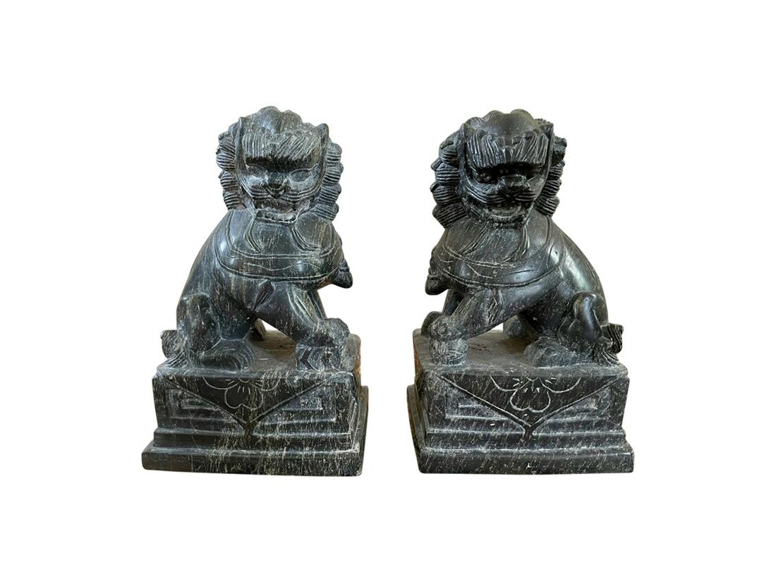 Stone Foo Dog Statues, Pair (1 of 7)