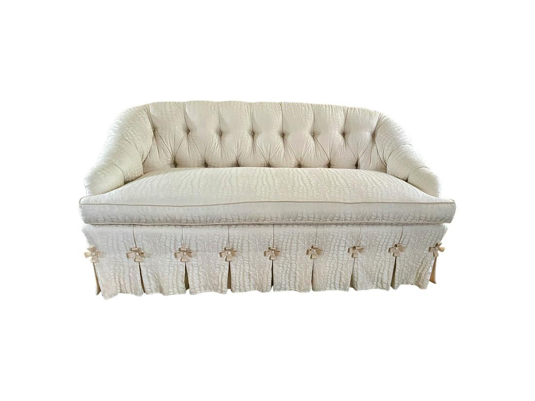 Edward Ferrell Ivory Tufted Back Sofa (1 of 14)