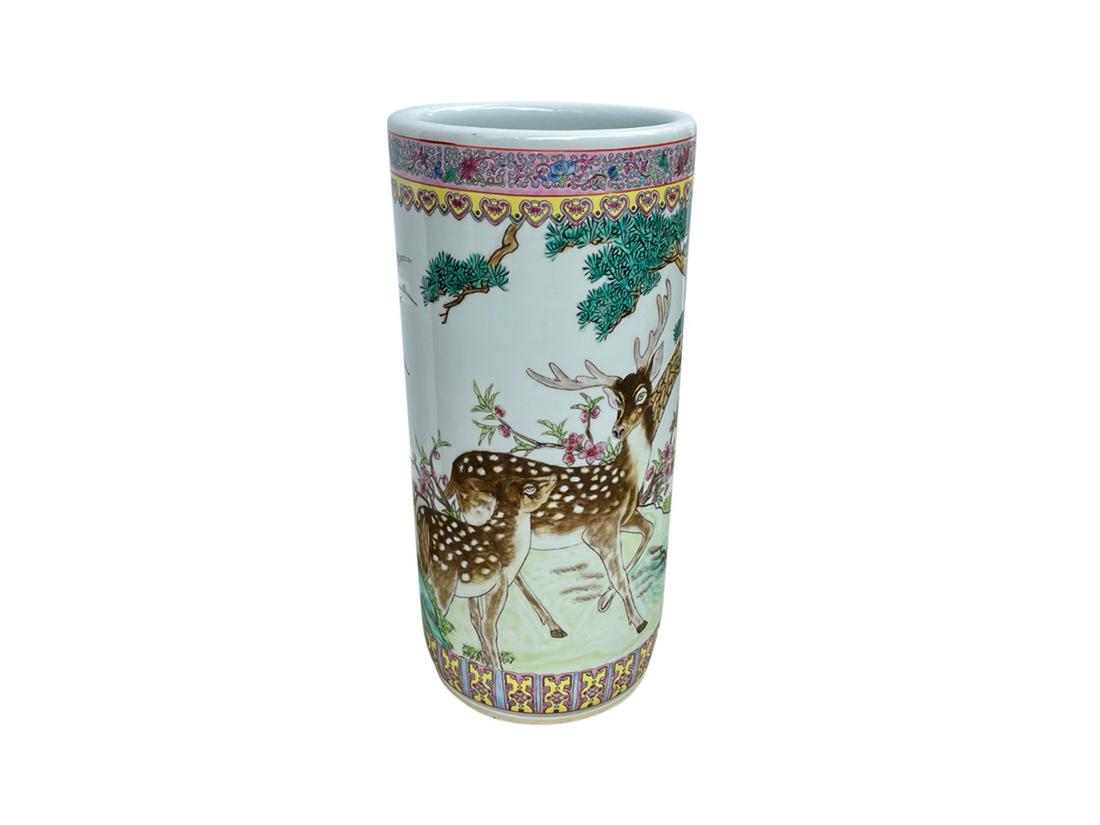 Chinoiserie Umbrella Stand with Sika Deer Motif (1 of 9)