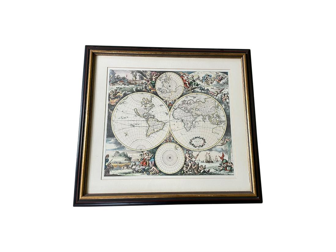Historic Map Print, Nova Totius Terrarum Orbis Tabula, Framed (1 of 8)