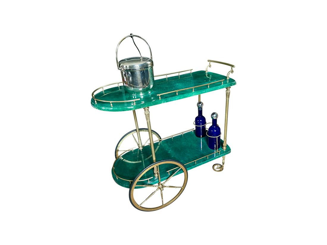 Vintage Aldo Tura Lacquered Goatskin Bar Cart (1 of 11)