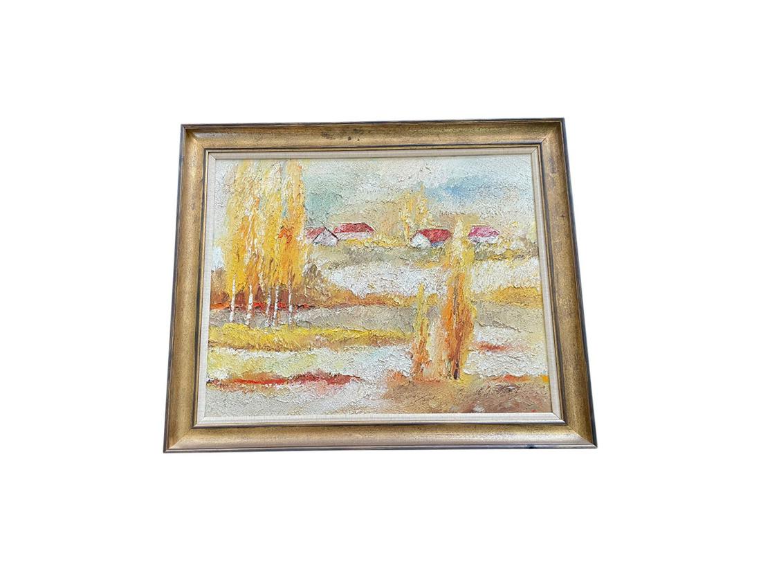 Impressionist Landscape Oil on Canvas, Unsigned: 35in w x 2in d x 29in h