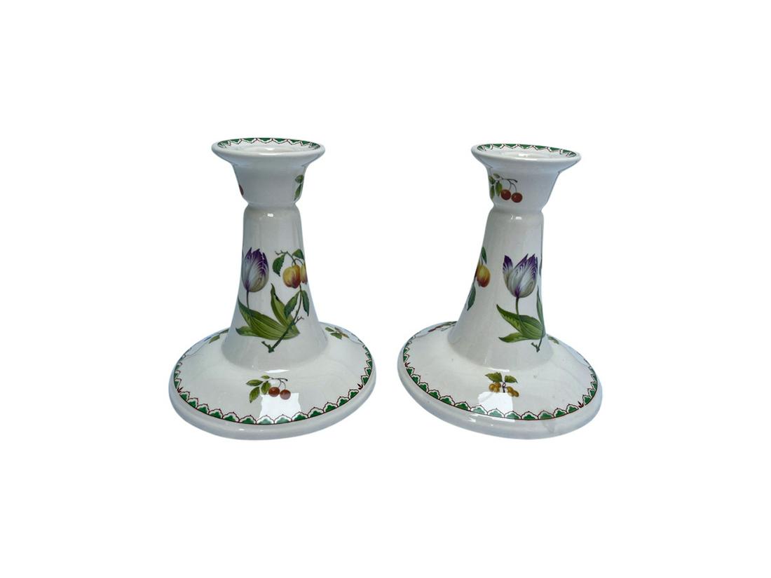 Spode Victoria Tulip Candlesticks: 5in d x 6in h
