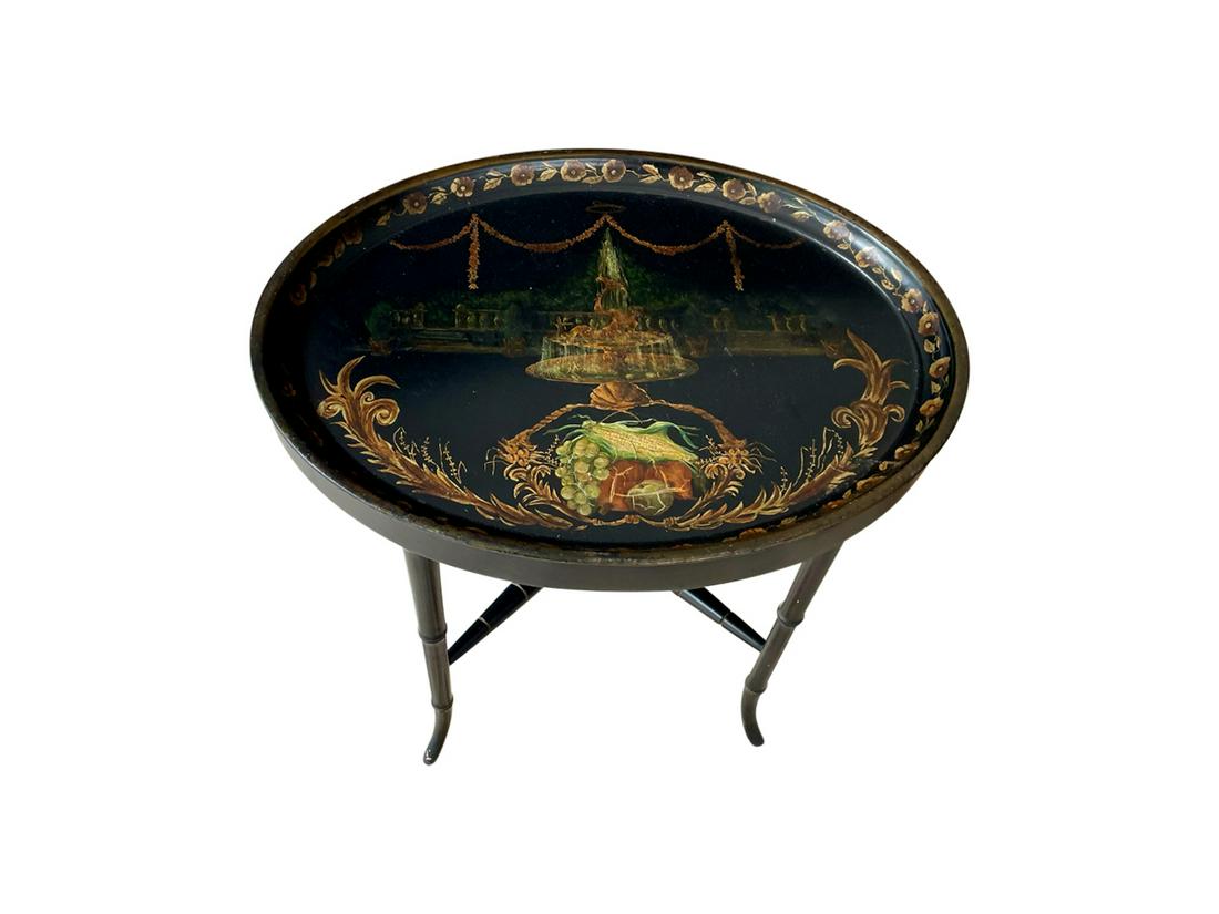 Black Oval Tray Top Table with Painted Top (1 of 10)