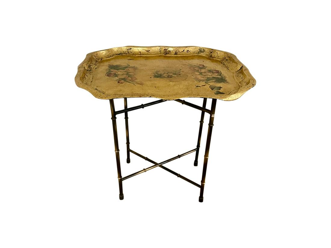 Gold Tray Top Table: 22in w x 17in d x 21in h