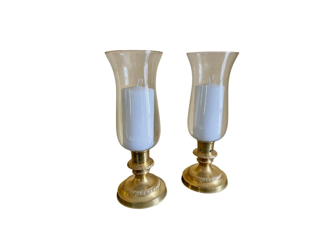 Hurricane Candle Holders by Mottahedeh: 5in w x 5in d x 14in h