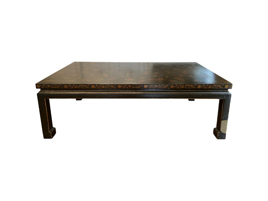 Brunschwig + Fils Chinoiserie Applique Coffee Table, Crackled Finish (1 of 12)