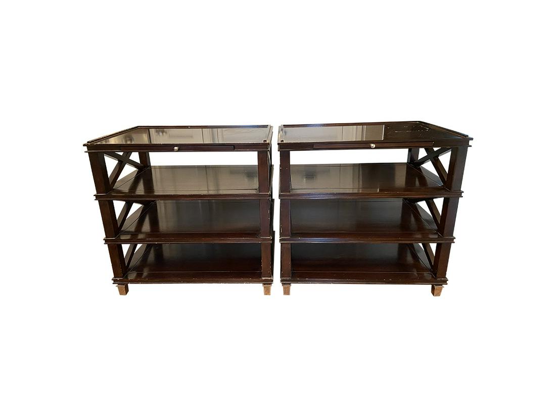 Criss Cross Side Tables With Pull-Out Trays, Pair (1 of 7)