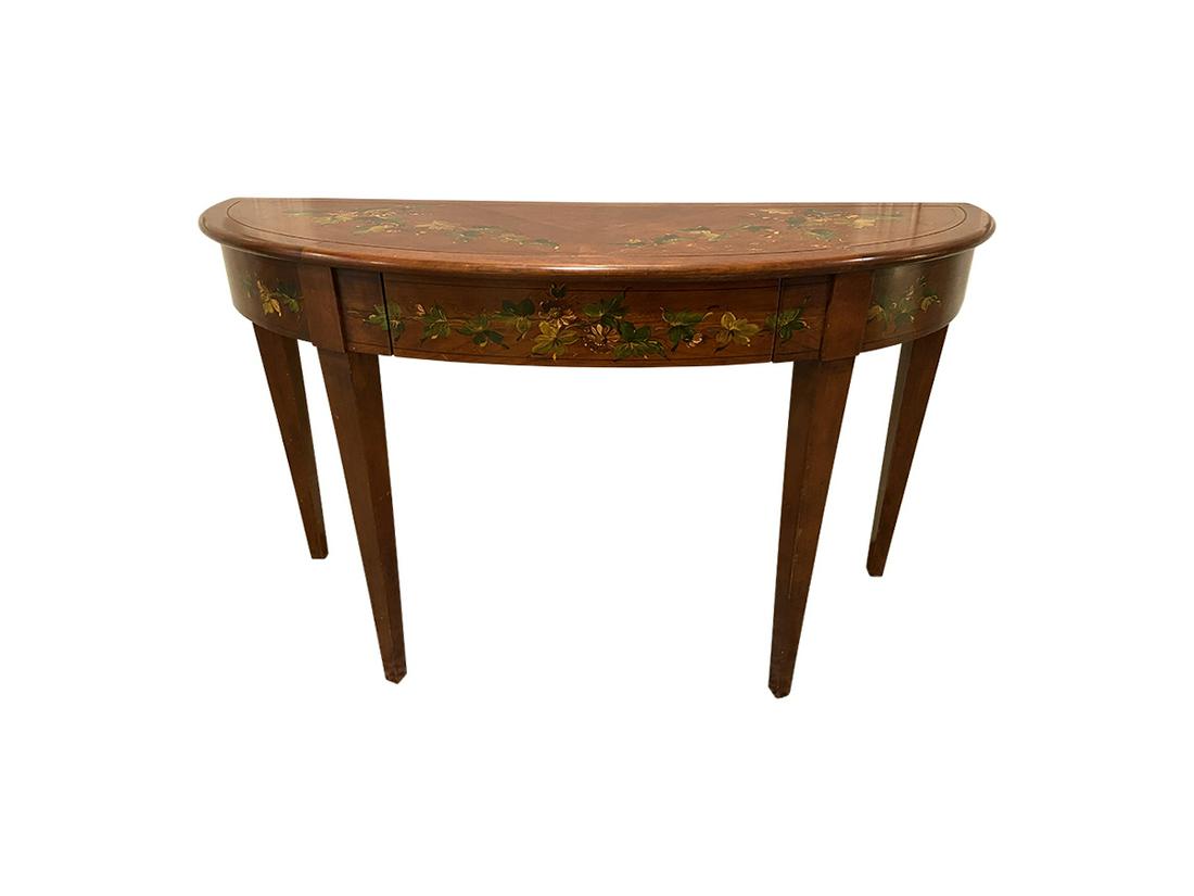 Decorative Crafts Painted Demilune Table with Drawer (1 of 9)