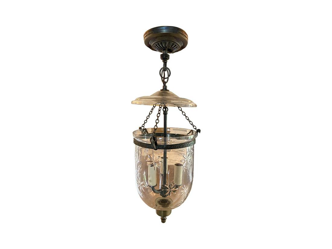 Etched Star Glass & Bronze Bell Jar Lantern (1 of 6)