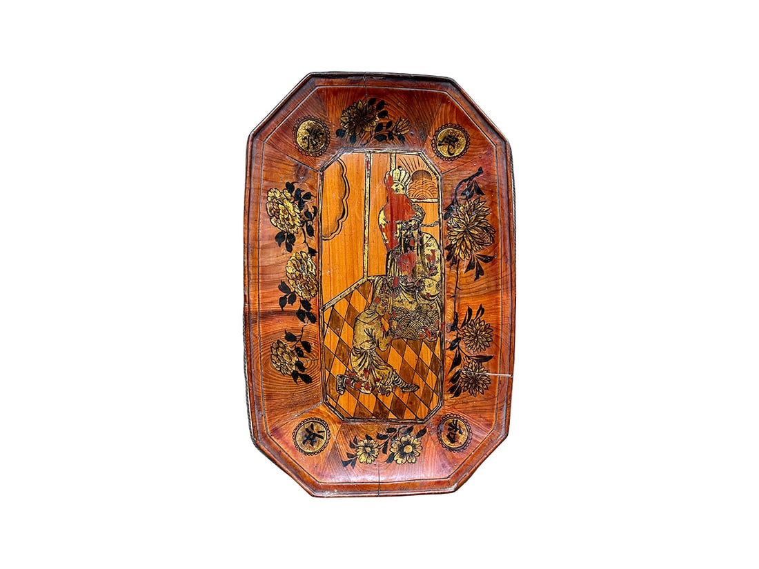 Antique Chinese Painted Footed Tray, c.1900 (1 of 8)