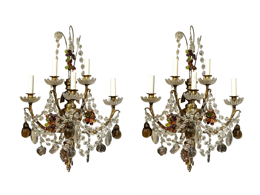 Vintage French Crystal Fruitage Sconces, Pair (1 of 9)