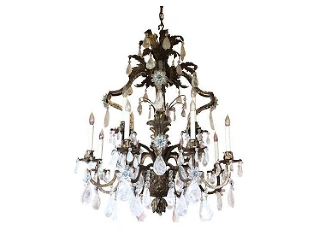Louis XV Style Rock Crystal 12-Light Chandelier (1 of 8)