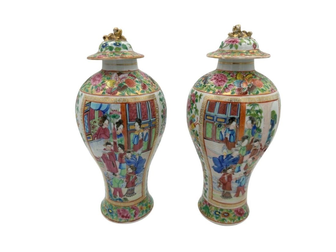 Rose Mandarin Baluster Vases and Covers (1 of 15)