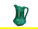 Vintage French Green Majolica Iris Pitcher