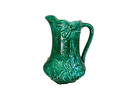 Vintage French Green Majolica Iris Pitcher