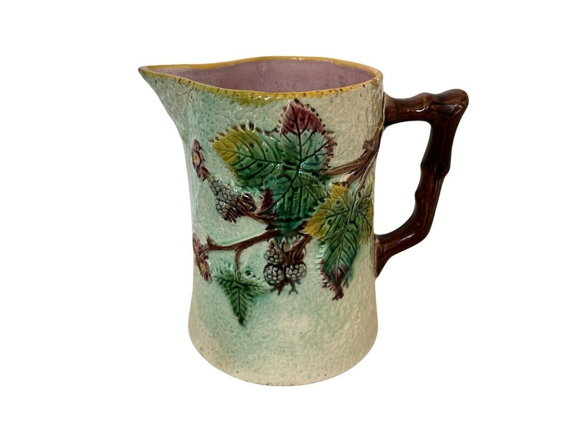 Antique Majolica Pitcher with Bramble Design (1 of 9)