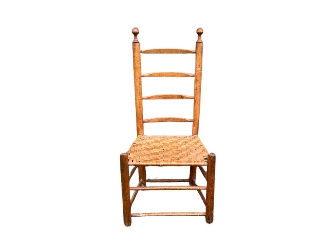 Antique New England Maple Shaker Side Chair with Splint Seat (1 of 8)