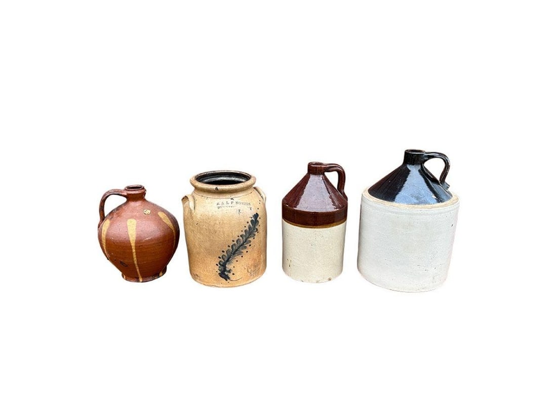 Antique Jugs, E.L.P. Norton Stoneware of Bennington, McCoy Stoneware Jug, Redware Jug, Whiskey Jug (1 of 9)