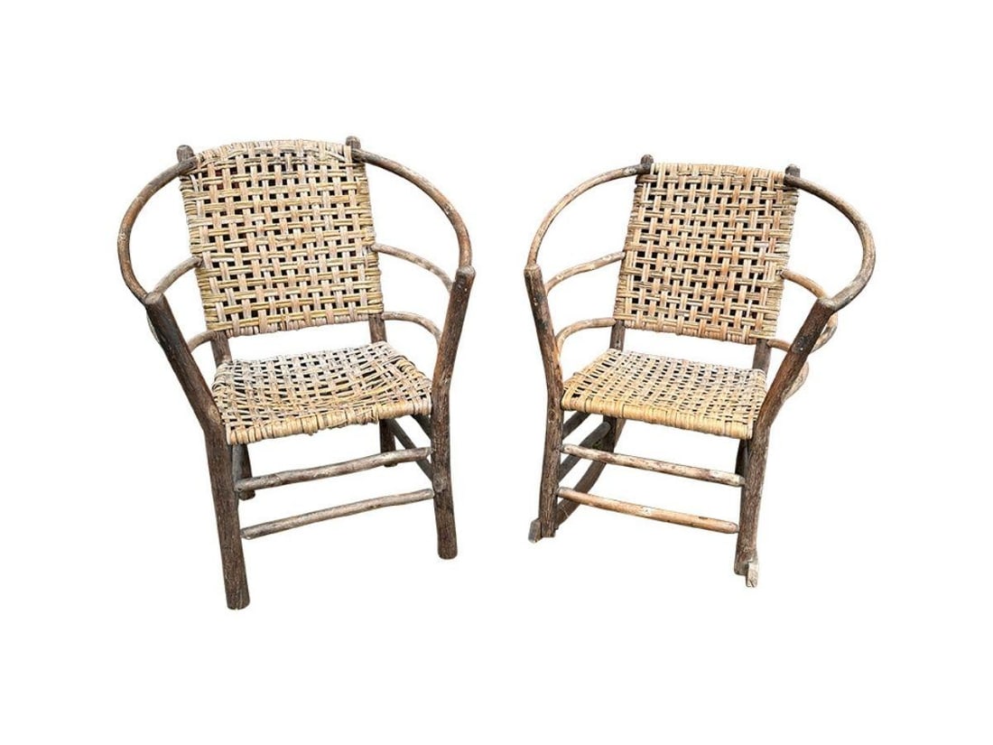 Old Hickory Three Hoop Rocking Chair and Lounge Chair (1 of 15)