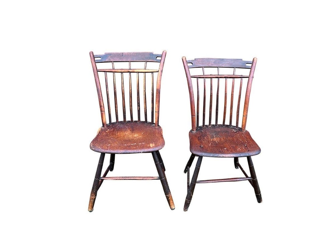 Antique American Maple Thumb Back Windsor Chairs, Pair (1 of 10)