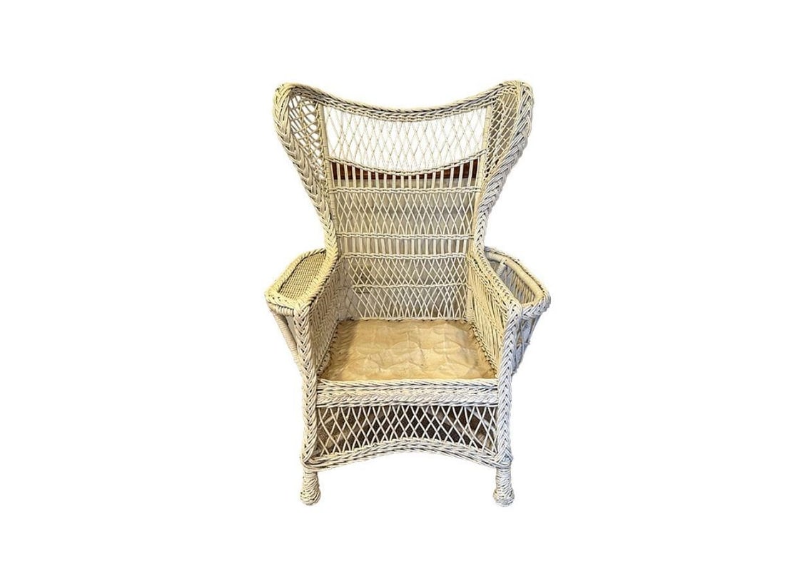 Antique Wicker Wing Back Reading Chair (1 of 8)