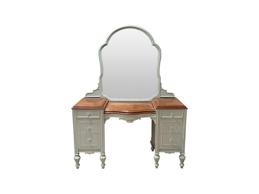 Vintage Painted Vanity Desk: 52in w x 19in d x 70in h