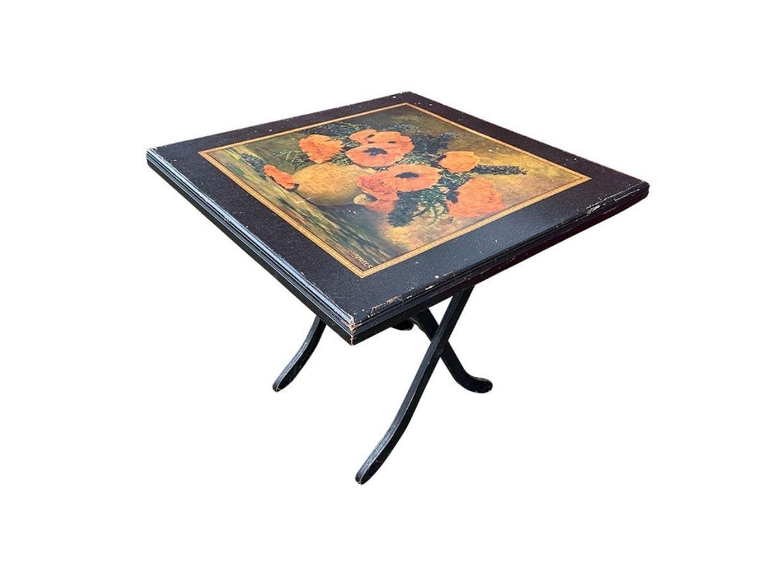 Vintage Bridge Table painted by M. Streck (1 of 9)