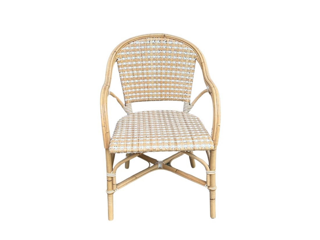 Serena & Lily Woven Arm Chair, 1 of 2: 21.5in w x 20in d x 33in h, Seat height: 17in , Arm height: 26in. PLEASE READ BEFORE PLACING A BID: Pickup for this auction will take place on Friday, June 27th, from 9:00 AM to 12:00 PM at a private 