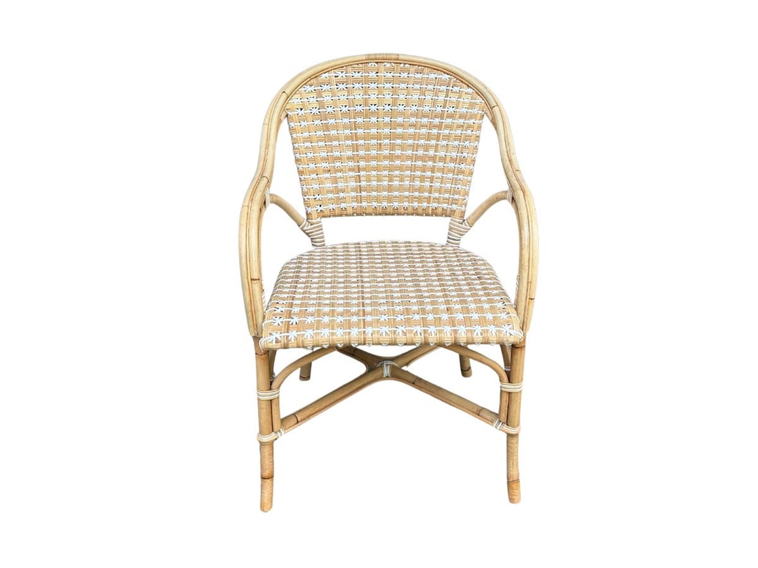 Serena & Lily Woven Arm Chair, 2 of 2: 21.5in w x 20in d x 33in h, Seat height: 17in , Arm height: 26in. PLEASE READ BEFORE PLACING A BID: Pickup for this auction will take place on Friday, June 27th, from 9:00 AM to 12:00 PM at a private 
