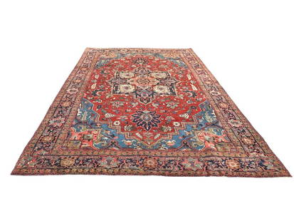 6 x 11 Heriz Area Rug: 73in x 133in. PLEASE READ BEFORE PLACING A BID: Pickup for this auction will take place on Friday, June 27th, from 9:00 AM to 12:00 PM at a private residence in Southport, CT. This is the only pickup