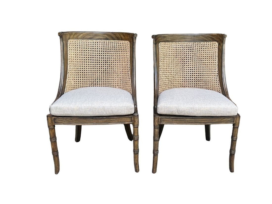 Furniture Classic Cane Back Chair, 1 of 2 (Chairs Sold Individually): 23.5in w x 26in d x 37in h, Seat height: 21in. PLEASE READ BEFORE PLACING A BID: Pickup for this auction will take place on Friday, June 27th, from 9:00 AM to 12:00 PM at a private residence in Southp