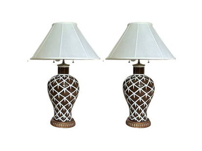 Bunny Williams Chicken Feather Lamps, Pair: 10 in. diameter x 33 in. h, Shade: 21 in. diameter x 13 in. h. PLEASE READ BEFORE PLACING A BID: Pickup for this auction will take place at a private residence in Rye, NY on Friday, July 25th, from 9: