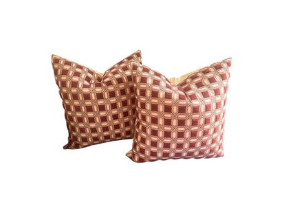 Cut Velvet Pillows, Pair: 18 in. x 18 in. PLEASE READ BEFORE PLACING A BID: Pickup for this auction will take place at a private residence in Rye, NY on Friday, July 25th, from 9:00 AM to 12:00 PM, and Saturday, July 26th, fro