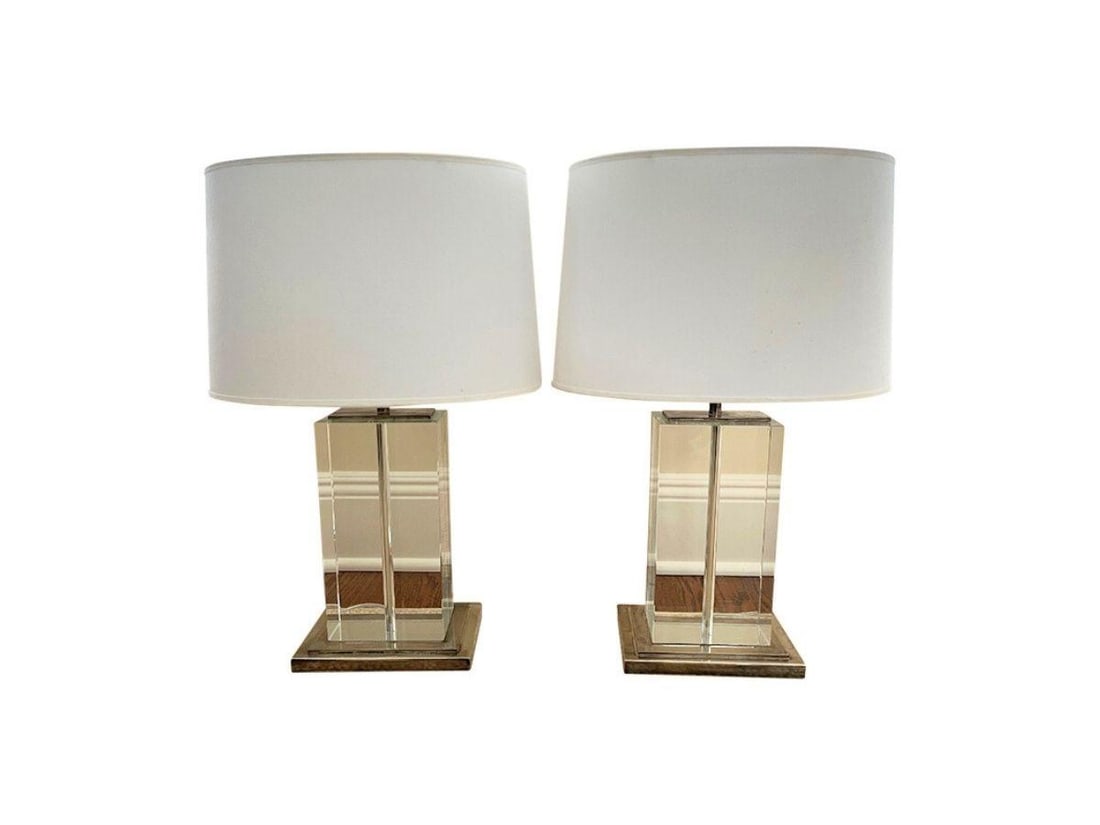 Visual Comfort Glass Column Lamps, Pair (1 of 10)