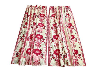 Quadrille Henriot Floral Window Panels, Pair: 38 in. w x 88 in. l. One panel has a couple areas of water staining. Drapes have weighted bottoms. PLEASE READ BEFORE PLACING A BID: Pickup for this auction will take place at a private residence in R
