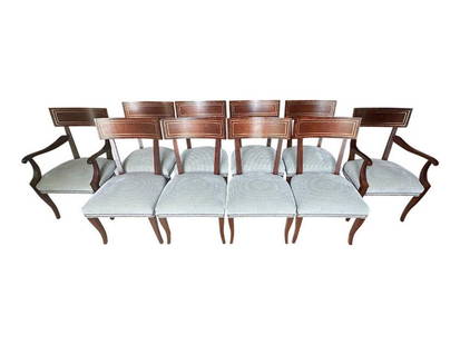 Hickory Chair Blix Dining Chairs, Set of 10: 8 Side Chairs : 21 in. w x 22 in. d x 37 in. h, 2 Arm Chairs : 23 in.w x 22 in. d x 37.5 in. h, Seat height :19 in., Arm height :26.5 in. Beautiful cut velvet with nailhead detail. PLEASE READ BEFORE