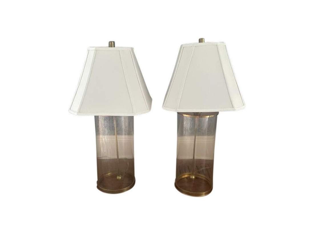Glass and Brass Cylinder Table Lamps (1 of 14)