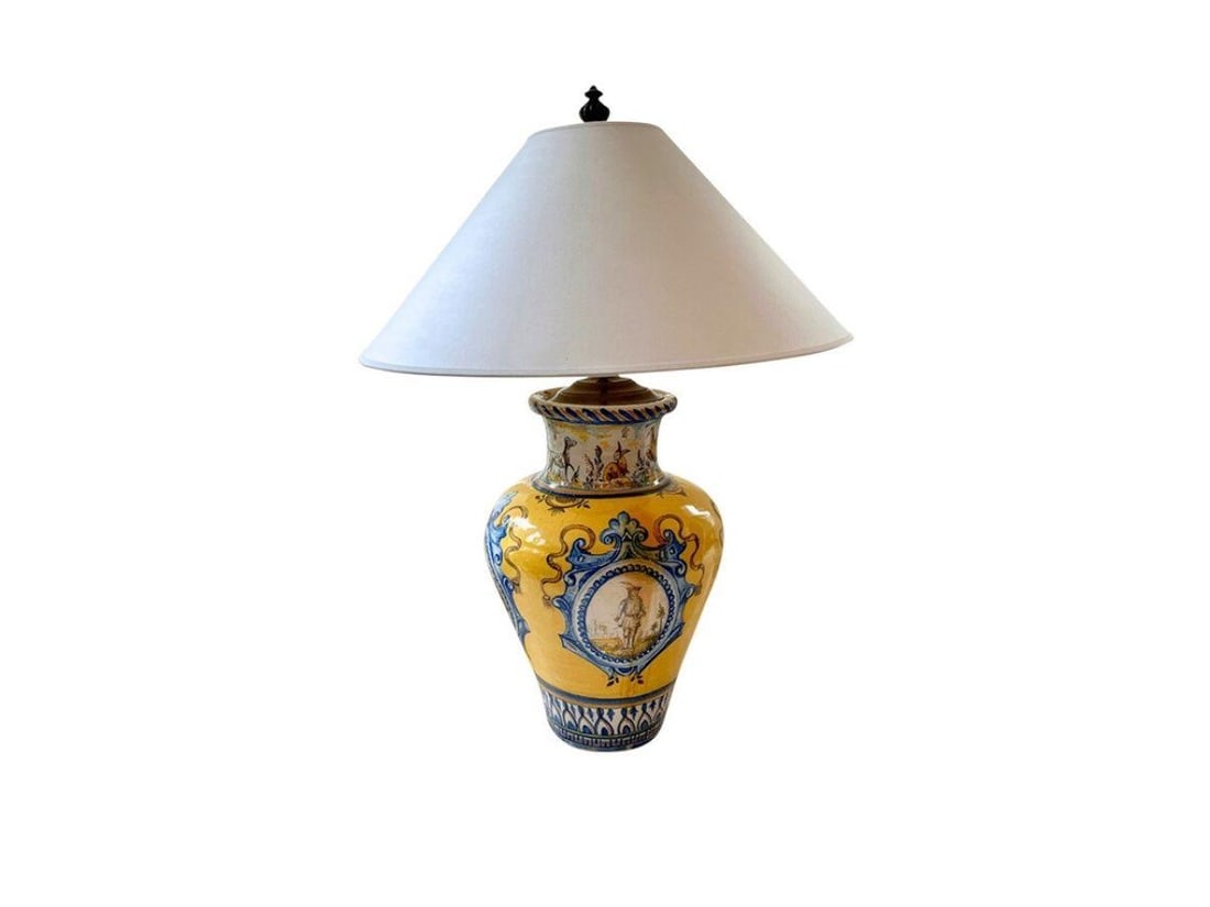 Italian Urn Table Lamp: 14 in. diameter x 38 in. h, Shades: 26 in. diameter x 14.5 in. h. PLEASE READ BEFORE PLACING A BID: Pickup for this auction will take place at a private residence in Rye, NY on Friday, July 25th, from