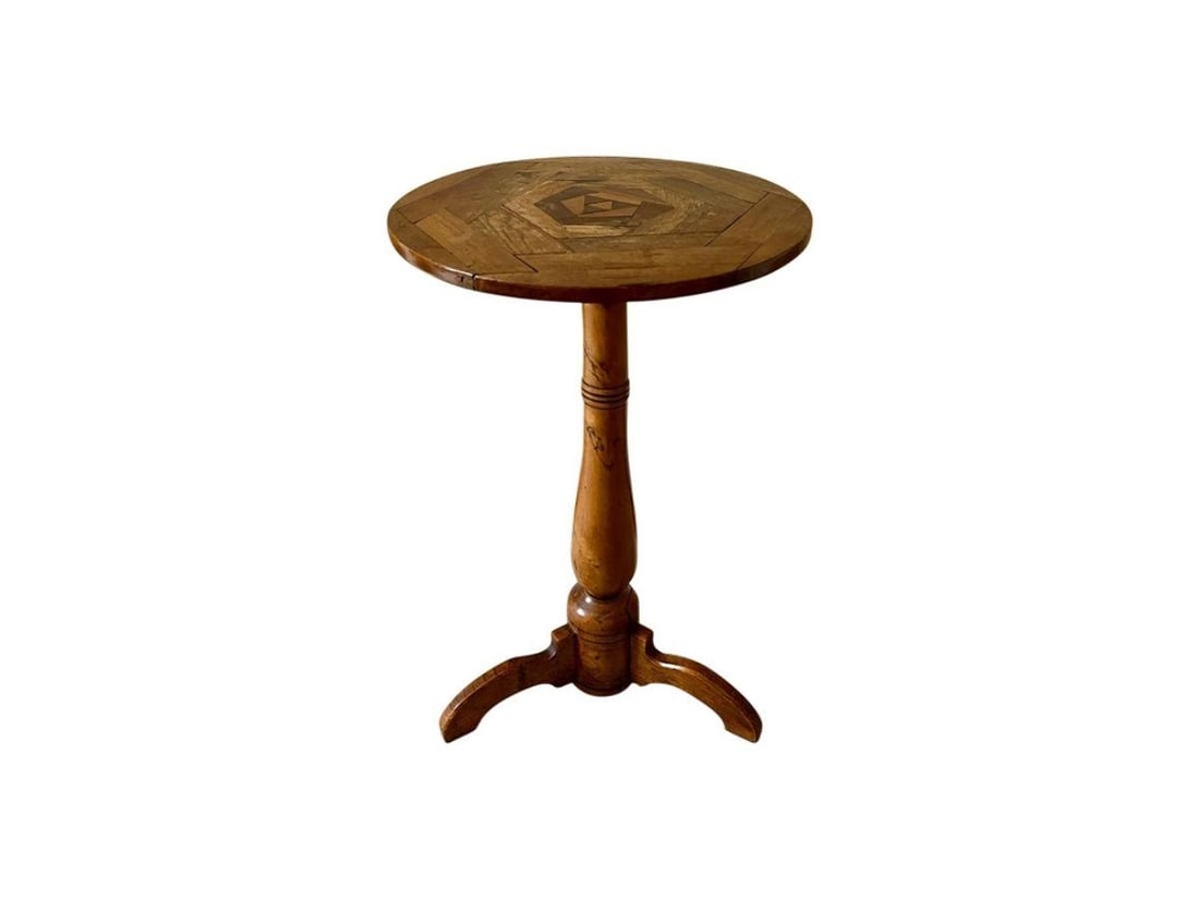 Antique Marquetry Pedestal Side Table (1 of 5)