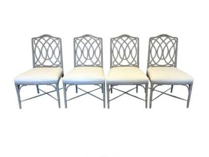 Grey Painted Faux Bamboo Dining Chairs: 24 in. w x 20 in. d x 39 in. h, Seat height: 19 in.