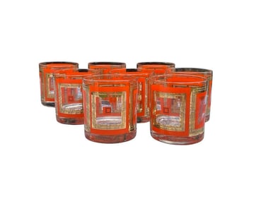 Georges Briard Orange & Gold Drinks Set