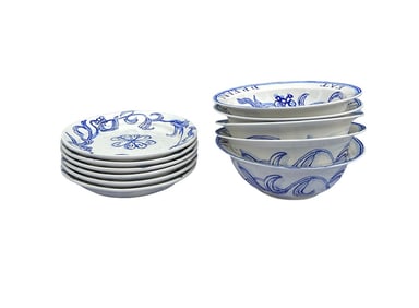 Ruan Hoffman Blue and White Love Plates and Bowls Collection