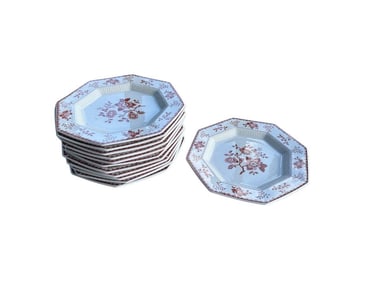 Castleton 1776 Independence Ironstone Floral Plates, Set of 12