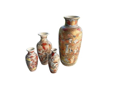 Collection of Japanese Satsuma Porcelain Vases, Set of Four