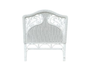 White Painted Wicker Twin Headboard