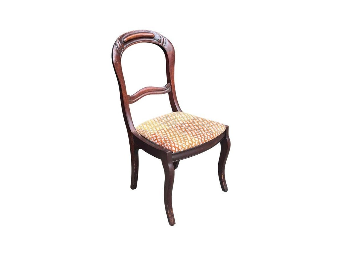 Wood Side Chair with Sister Parish Seat: 18 in. w x 16 in. d x 33 in. h, Seat height: 17 in.