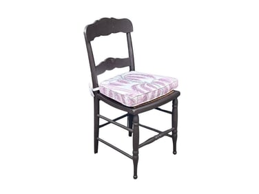 Black Painted Side Chair with Custom Sister Parish Palms Cushion